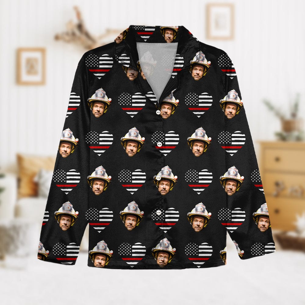 Custom Face Photo Thin Line Flag Thin Red Line Pajamas N369 888794