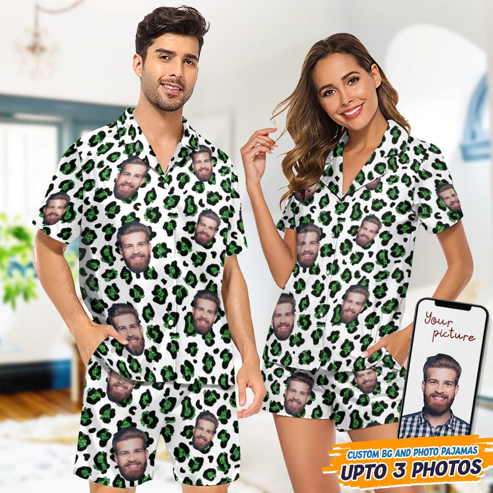 Custom Face Photo With Animal Print Pattern Short Pajamas T368 888900