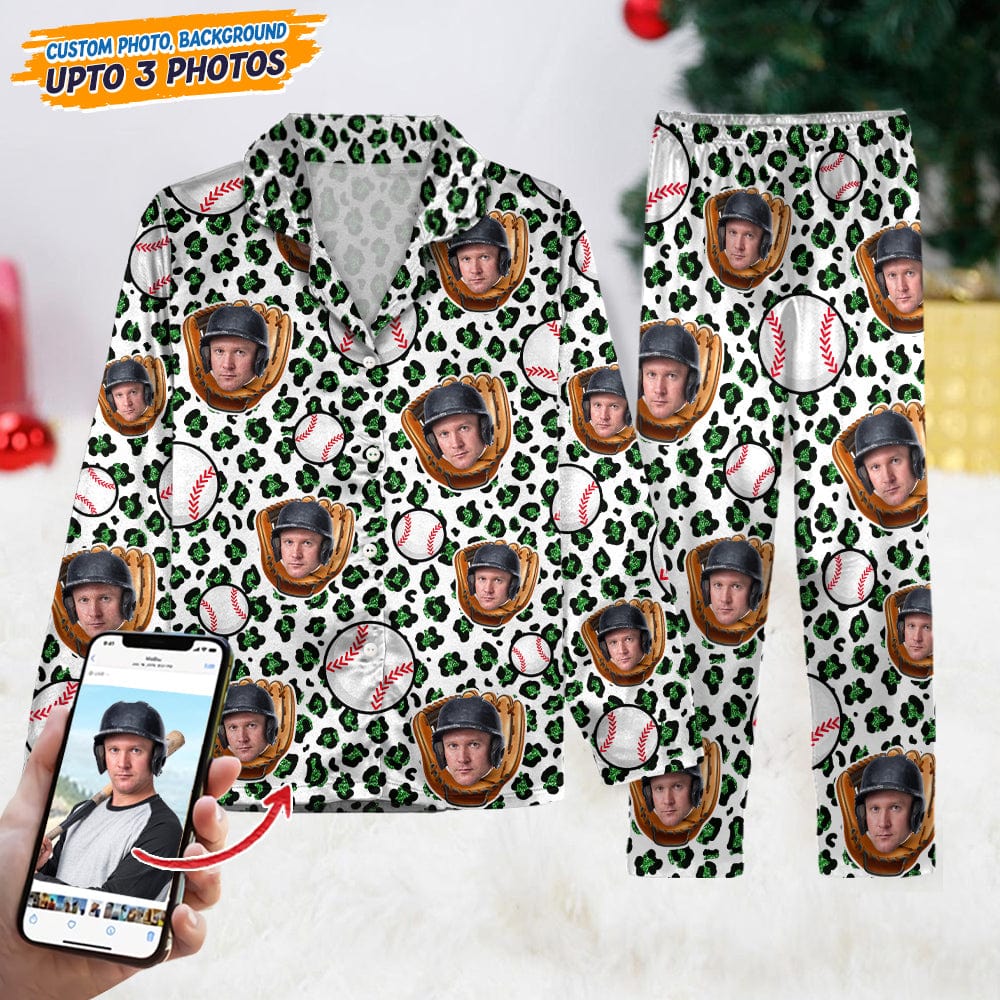 Custom Face Photo With Baseball Gloves Sport Pajamas T368 888770