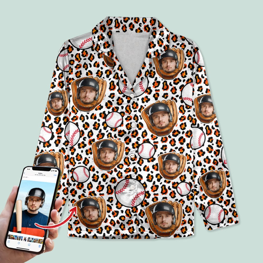 Custom Face Photo With Baseball Gloves Sport Pajamas T368 888770