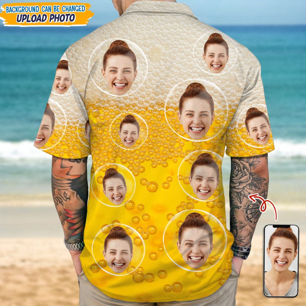 Custom Face Photo With Beer Bubble Hawaii Shirt TA29 889287