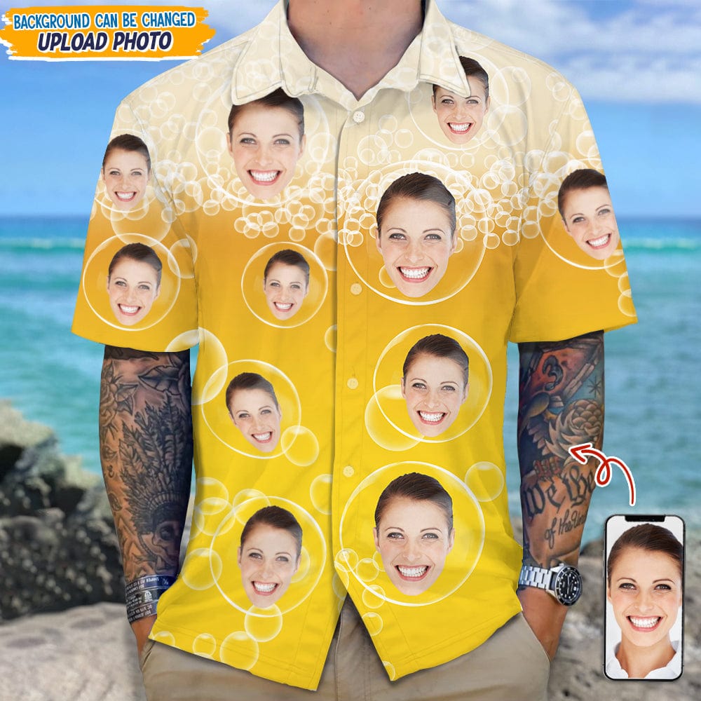 Custom Face Photo With Beer Bubble Hawaii Shirt TA29 889287