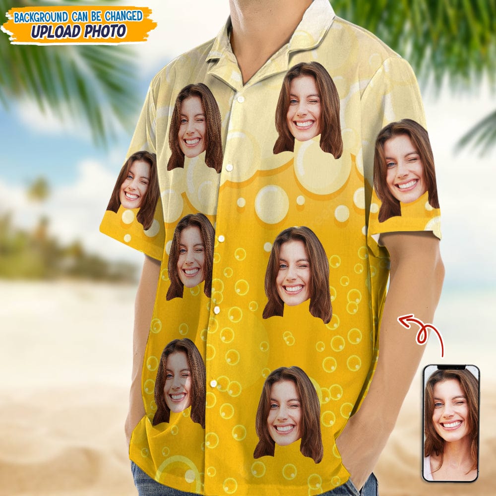 Custom Face Photo With Beer Bubble Hawaii Shirt TA29 889287