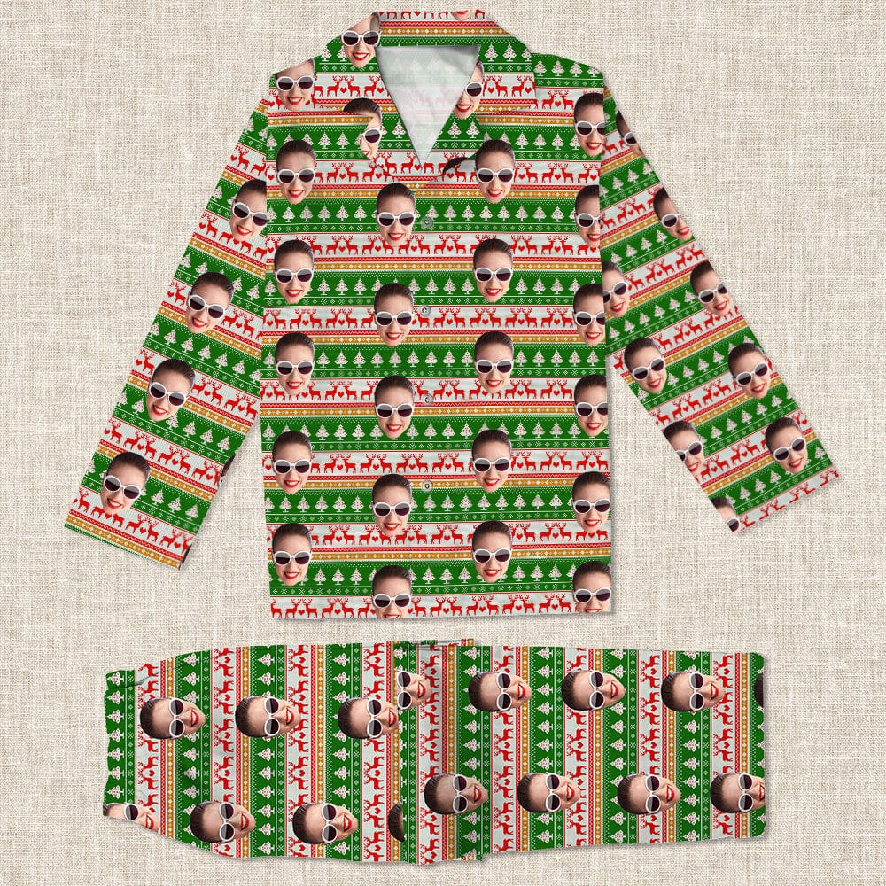Custom Face Photo With Colorful Background For Family Pajamas T368 889642