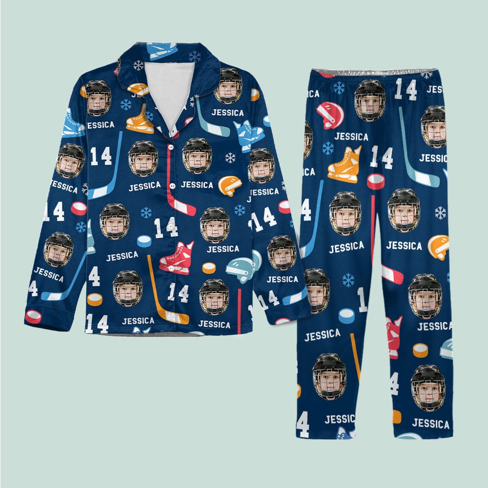 Custom Face Photo With Hockey Sport Pajamas T286 888859