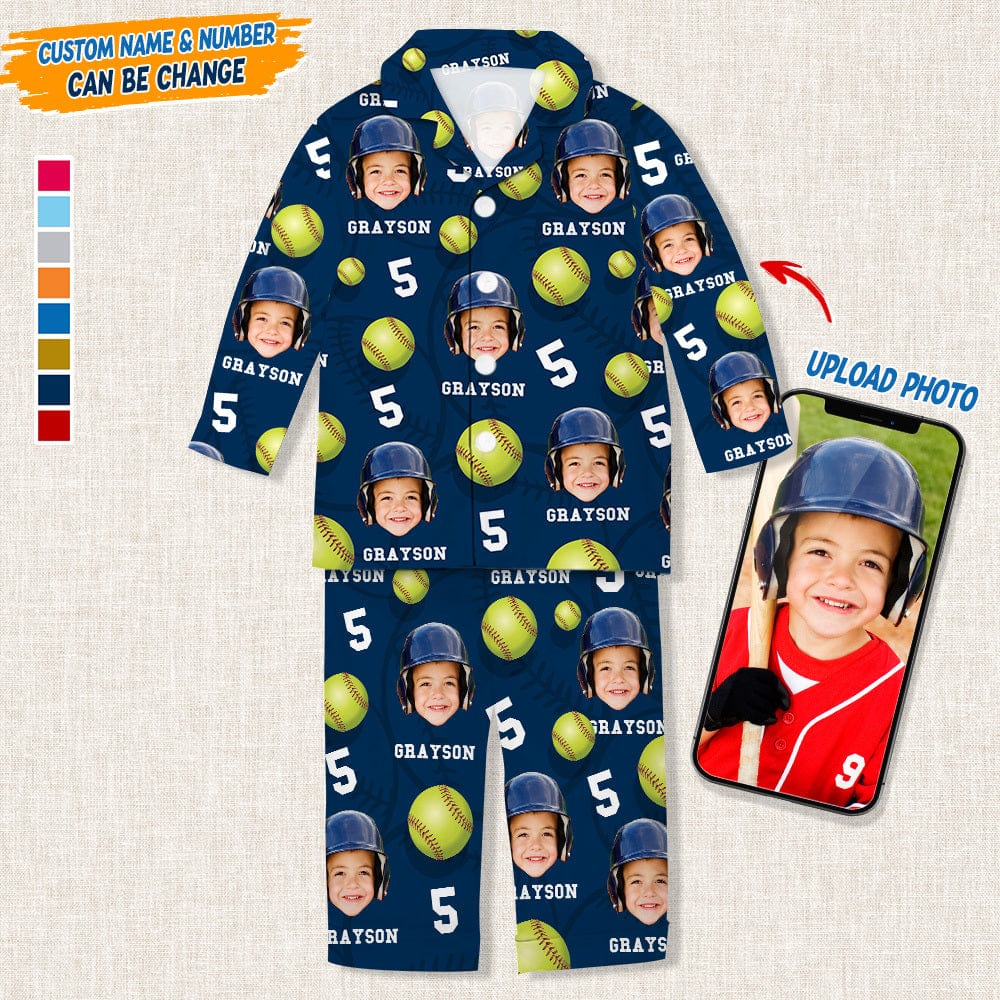 Custom Face Photo With Softball Pajamas Christmas T286 888811