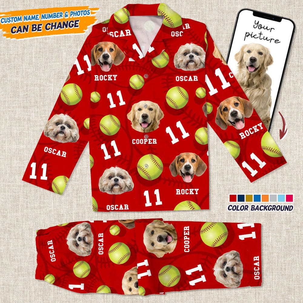 Custom Face Photo With Softball Pajamas Christmas T286 888811