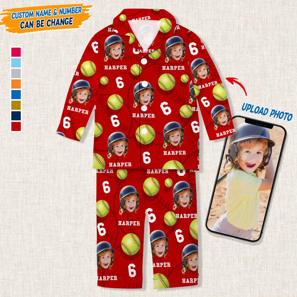 Custom Face Photo With Softball Pajamas Christmas T286 888811
