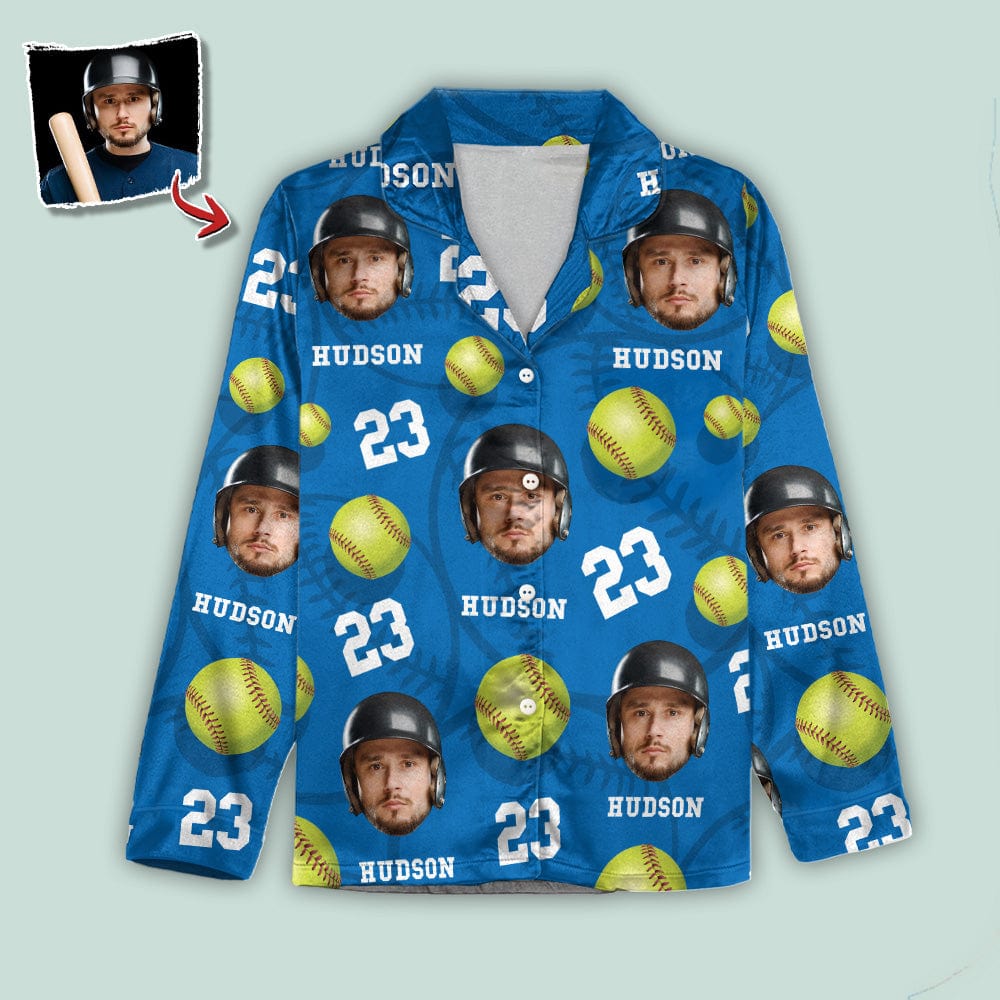 Custom Face Photo With Softball Pajamas Christmas T286 888811