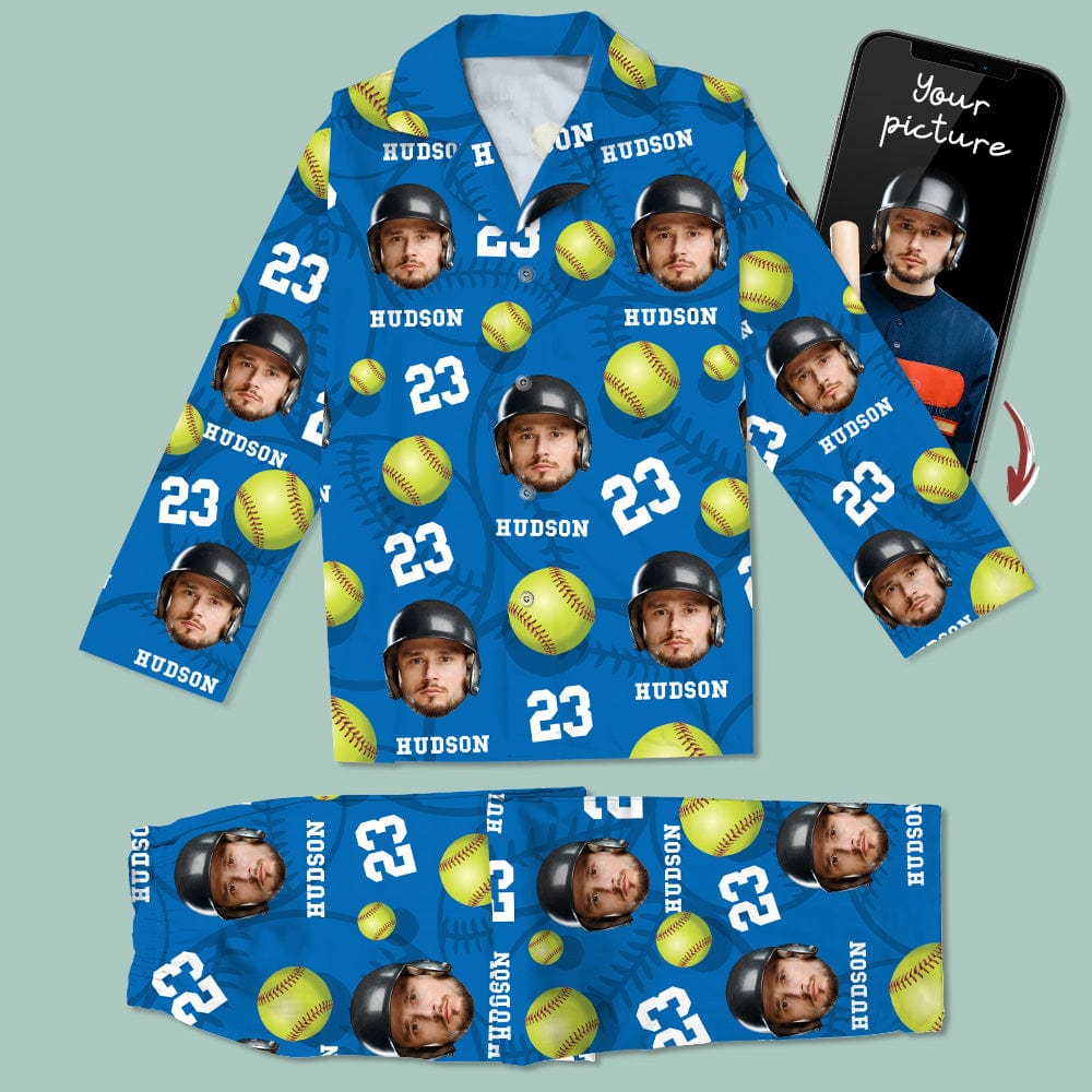 Custom Face Photo With Softball Pajamas Christmas T286 888811