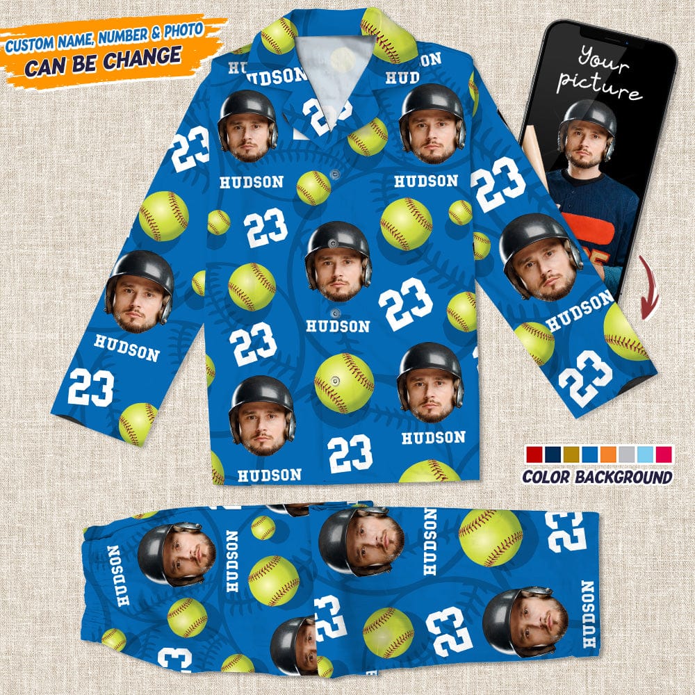 Custom Face Photo With Softball Pajamas Christmas T286 888811