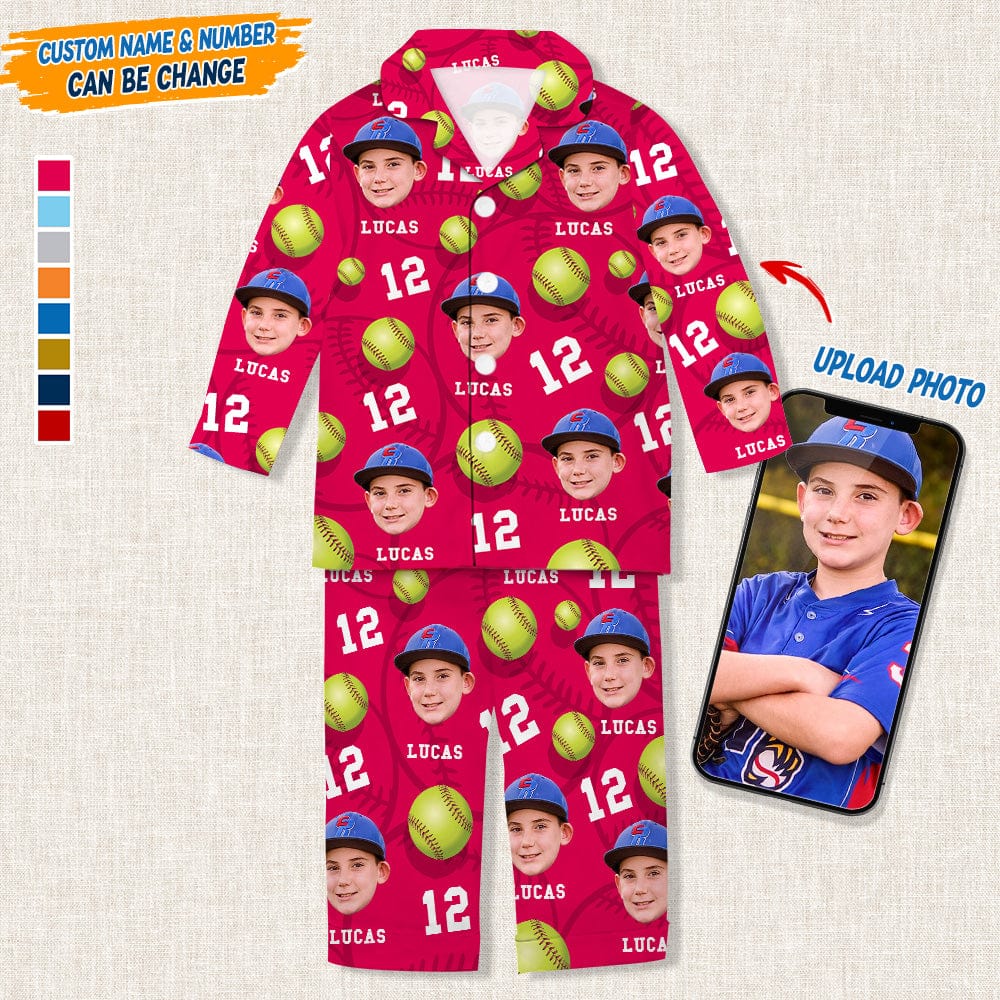 Custom Face Photo With Softball Pajamas Christmas T286 888811