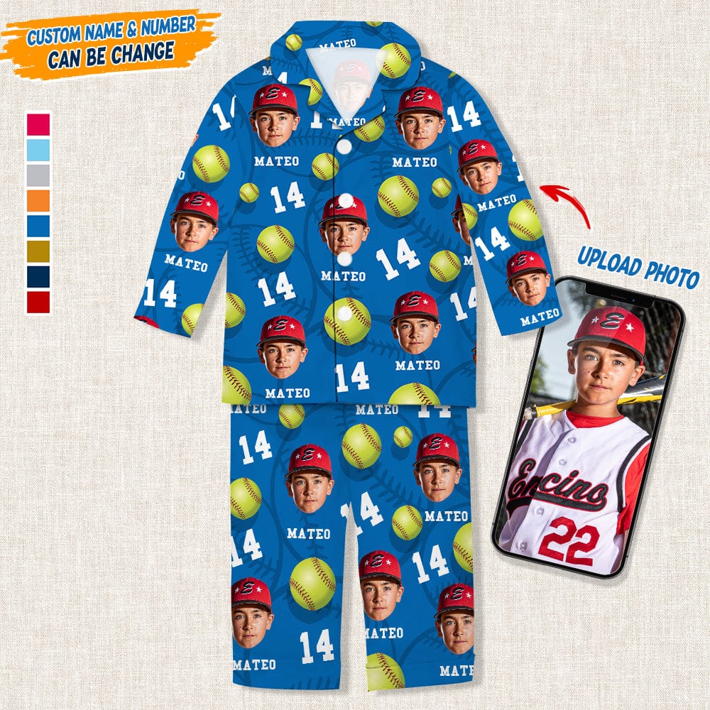Custom Face Photo With Softball Pajamas Christmas T286 888811