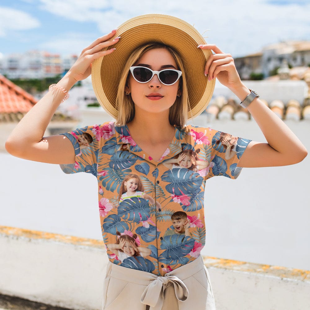 Custom Face Photo Woman's Hawaii Shirt DA199 890417