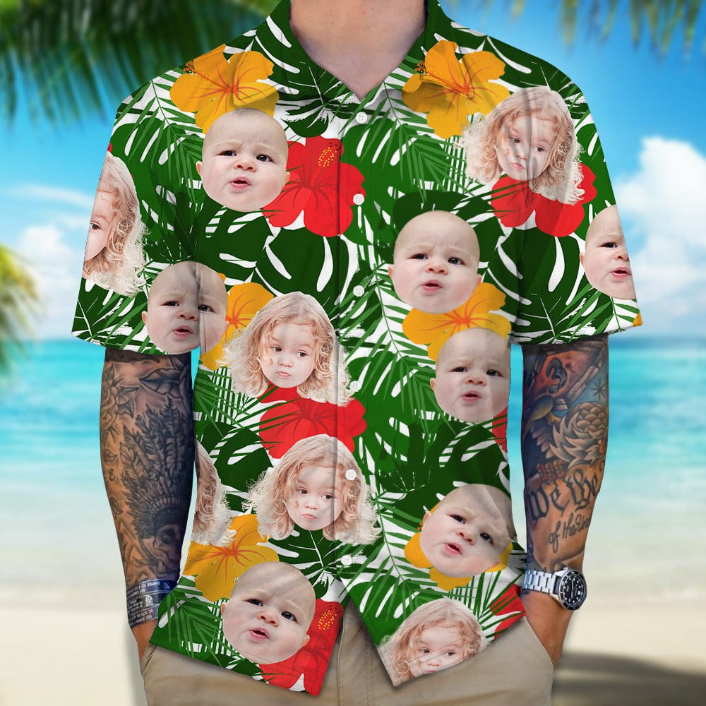 Custom Human Face Photo Tropical Floral Hawaii Shirt TH10 891455