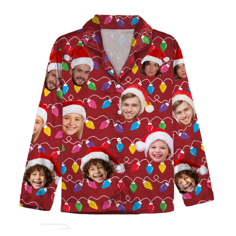 Custom Human Face Photo With Colorful Christmas Lights Pajamas N304 889908