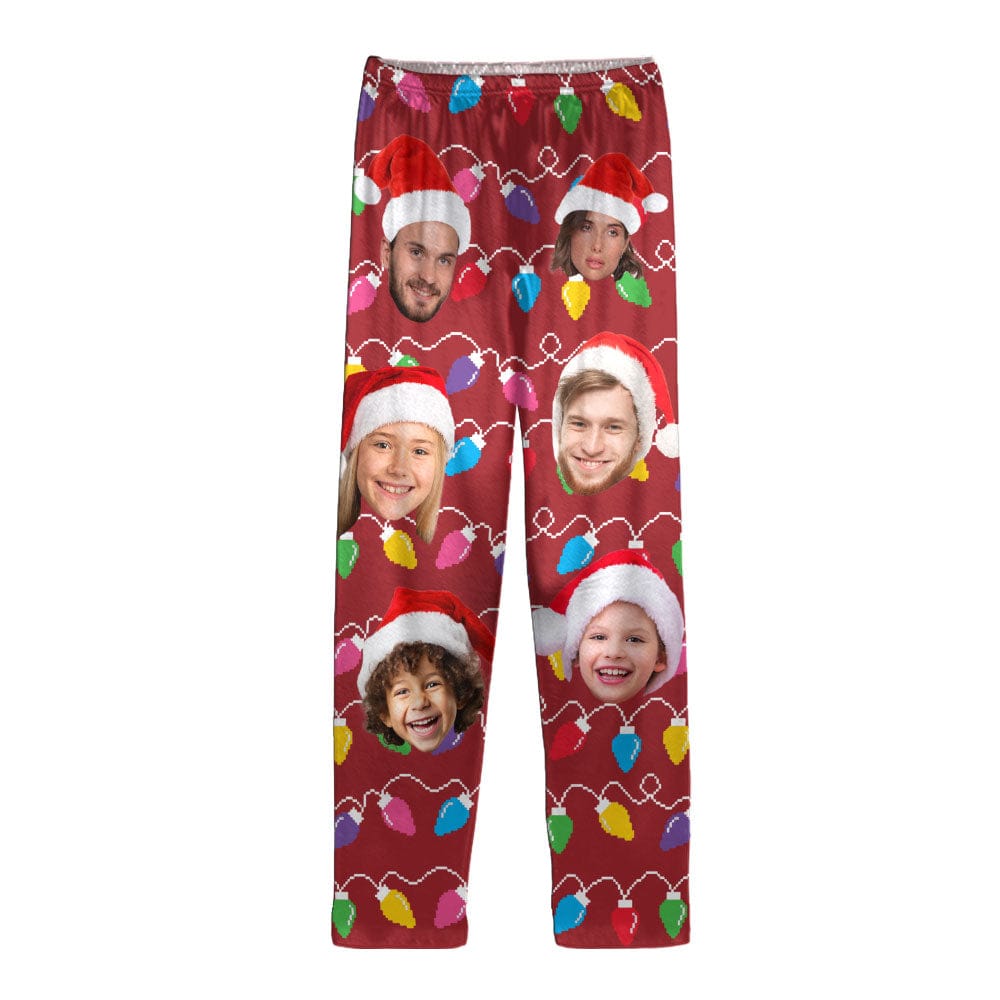 Custom Human Face Photo With Colorful Christmas Lights Pajamas N304 889908
