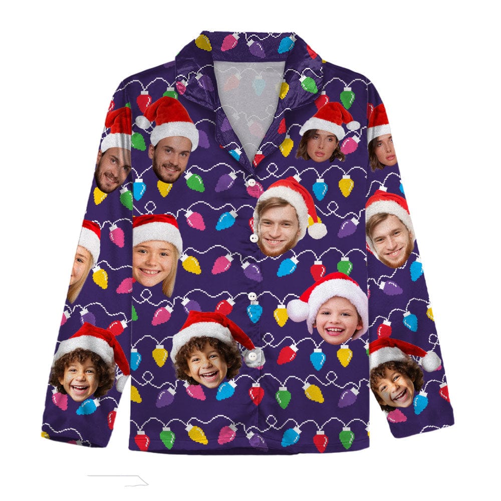 Custom Human Face Photo With Colorful Christmas Lights Pajamas N304 889908