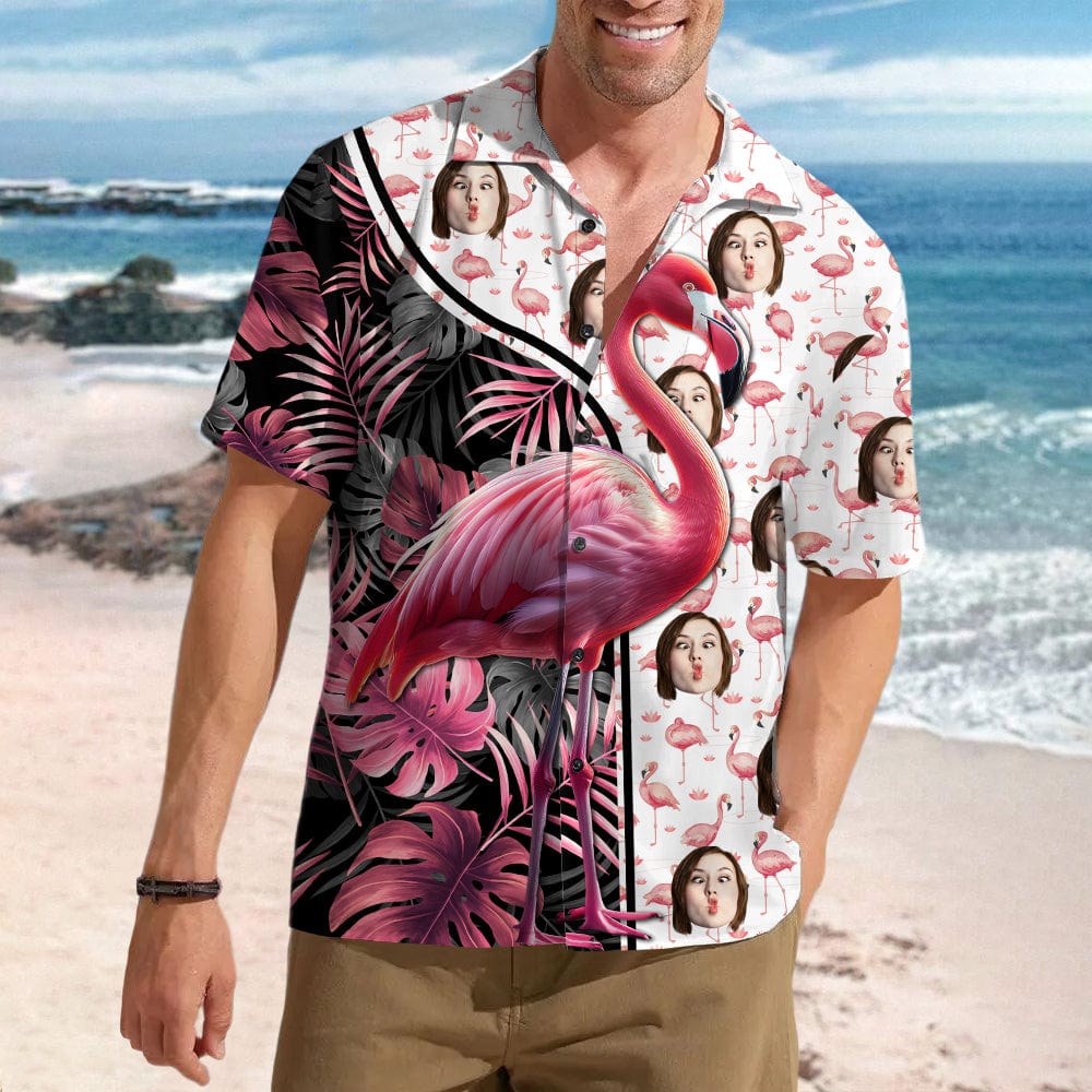 Custom Human Face Photo With Flamingo Hawaii Shirt K228 890551