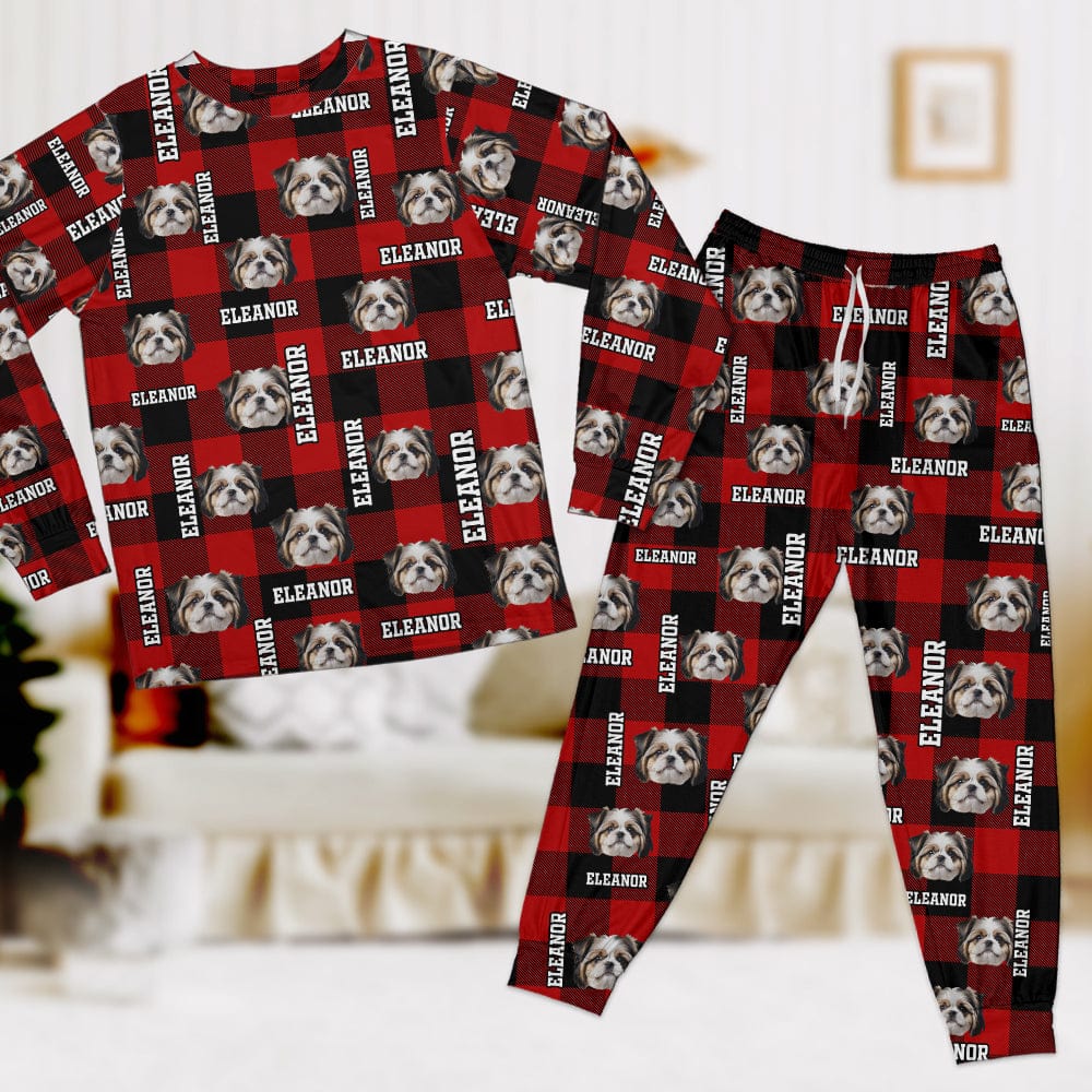 Custom Photo And Name With Buffalo Plaid Pattern Dog Sleepwear N304 889776