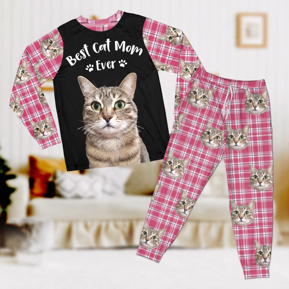 Custom Photo Best Cat Mom, Cat Dad Ever Christmas Sleepwear HA75 891560
