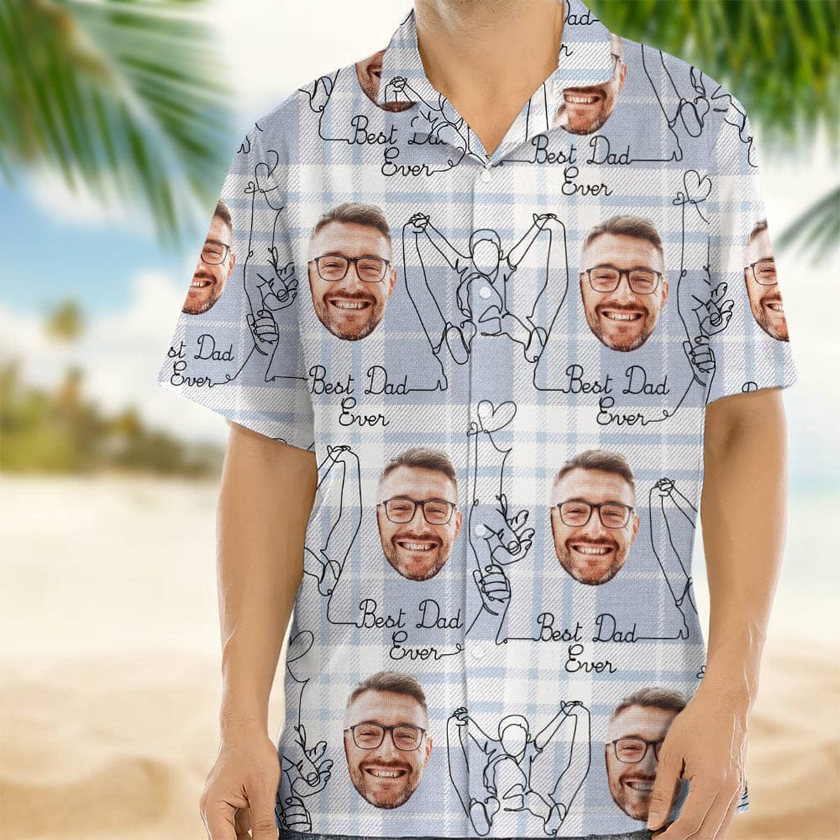 Custom Photo Best Dad Ever Hawaiian S832673 hirt N304 889185