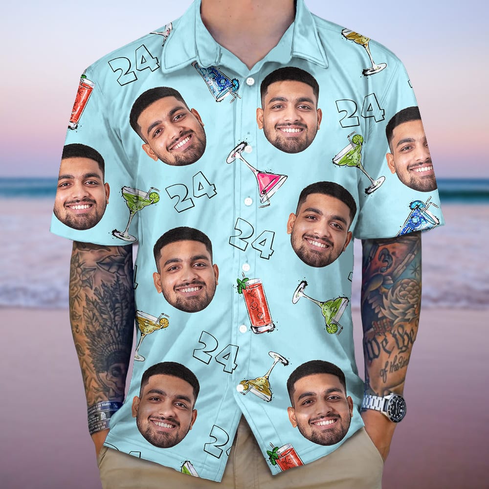 Custom Photo Birthday Party Drinks Hawaii Shirt HA75 891398