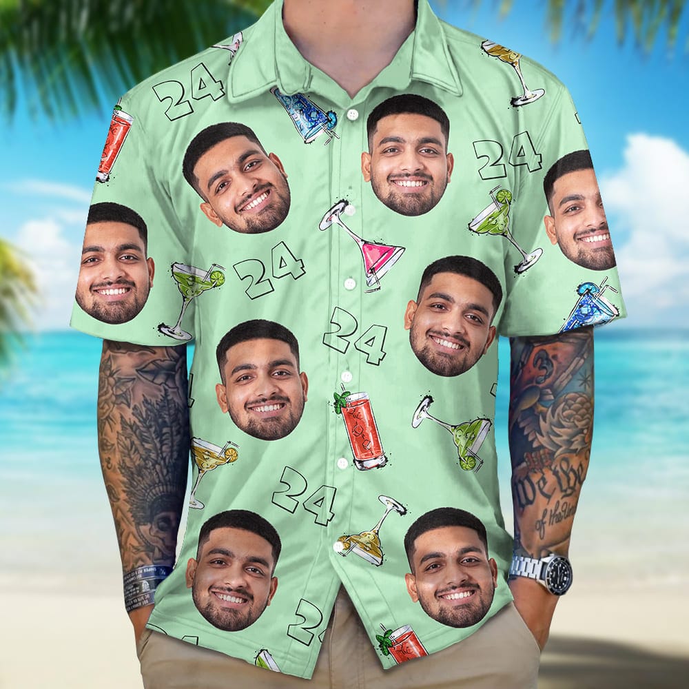 Custom Photo Birthday Party Drinks Hawaii Shirt HA75 891398