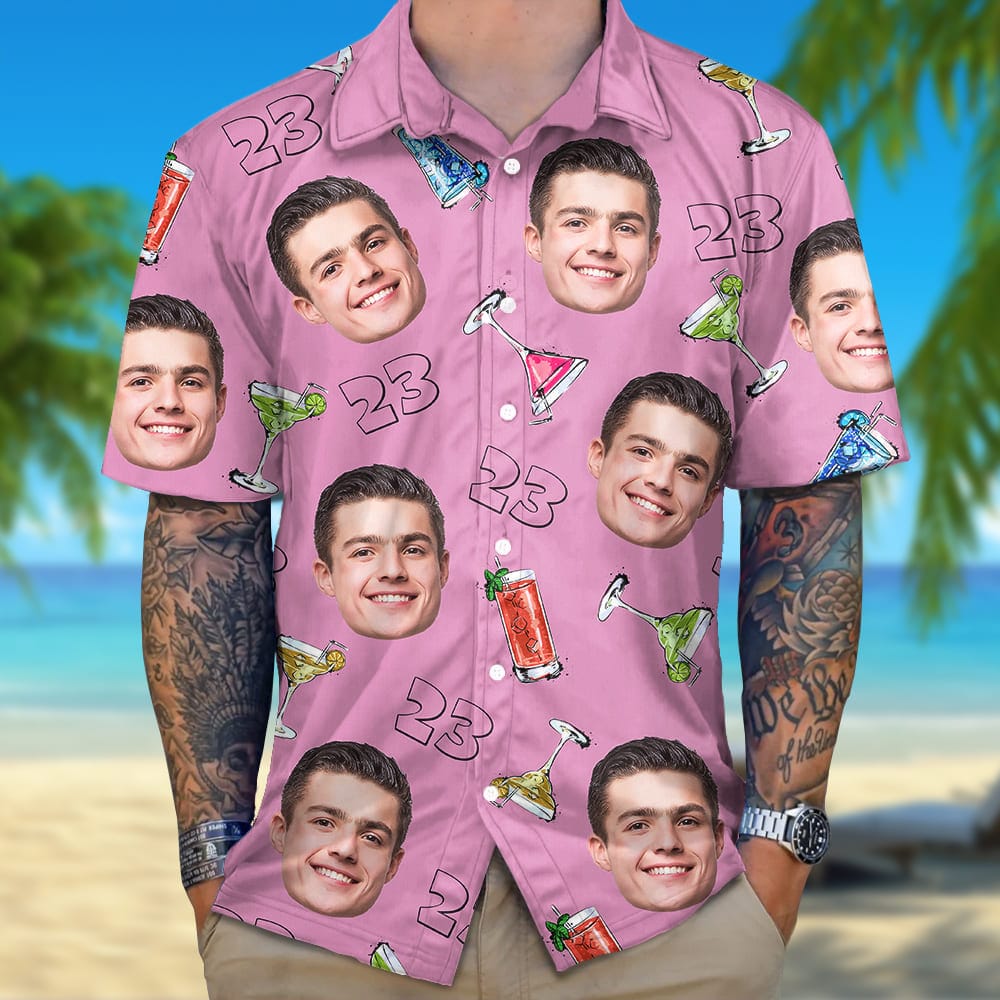 Custom Photo Birthday Party Drinks Hawaii Shirt HA75 891398