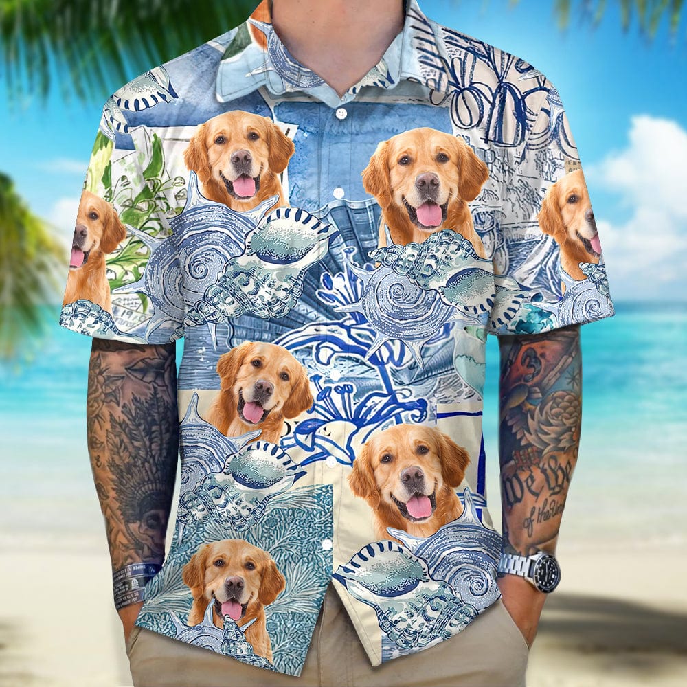 Custom Photo Blue Aesthetics Dog Hawaii Shirt DM01 890849