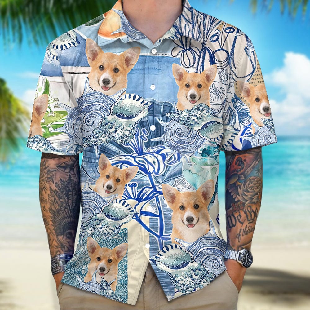 Custom Photo Blue Aesthetics Dog Hawaii Shirt DM01 890849