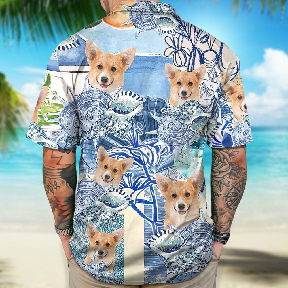 Custom Photo Blue Aesthetics Dog Hawaii Shirt DM01 890849