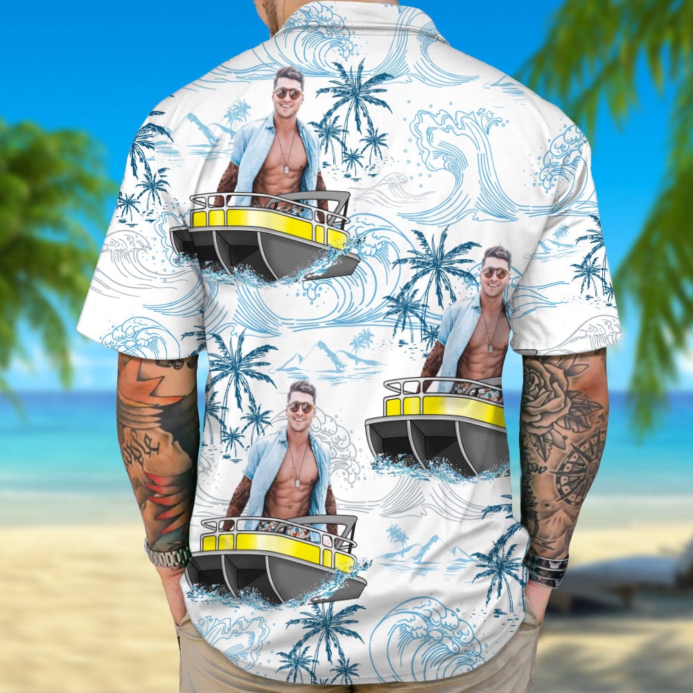 Custom Photo Boating Pontoon  Human Faces Hawaii Shirt N304 889823