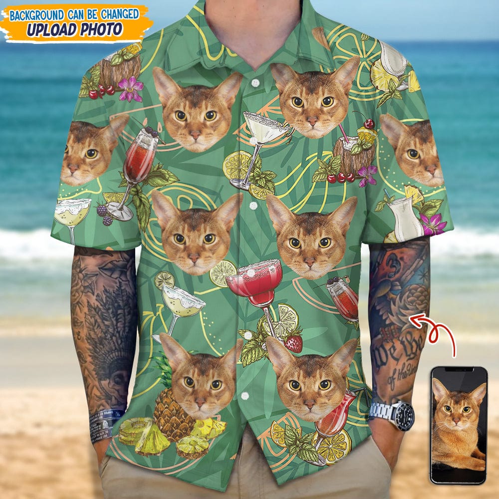 Custom Photo Cat And Cocktail Hawaii Shirt TA29 889371