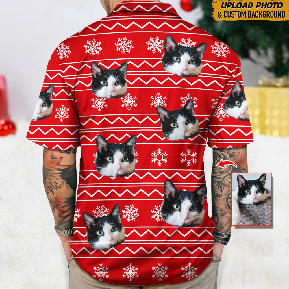 Custom Photo Cat Christmas Snow Cat Hawaii Shirt N304 HN590