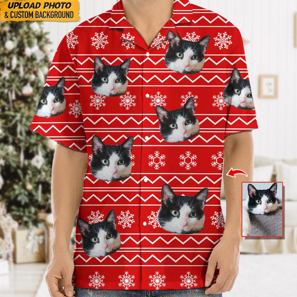 Custom Photo Cat Christmas Snow Cat Hawaii Shirt N304 HN590