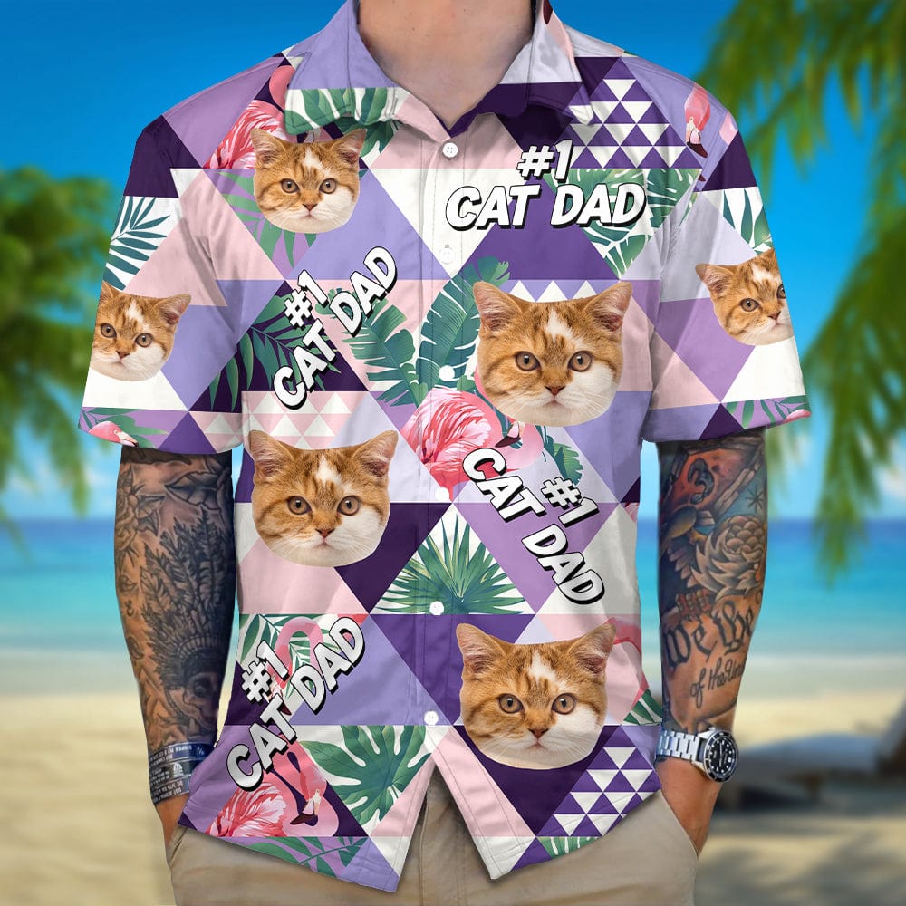 Custom Photo Cat Dad Cat Mom Hawaii Shirt N304 889280
