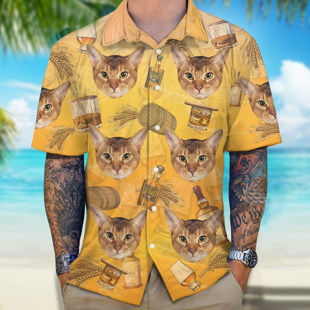 Custom Photo Cat With Whiskey Hawaii Shirt TA29 889369