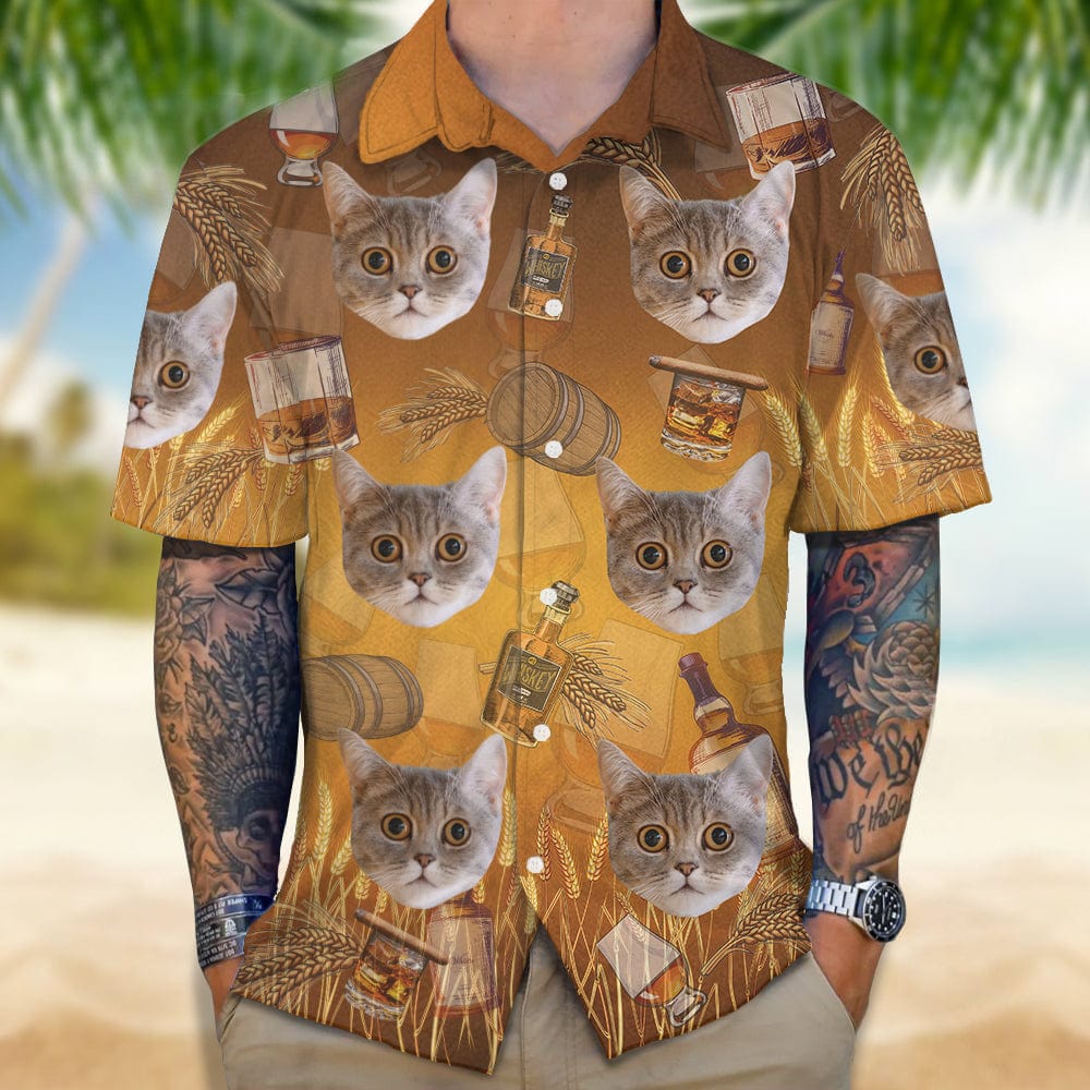 Custom Photo Cat With Whiskey Hawaii Shirt TA29 889369