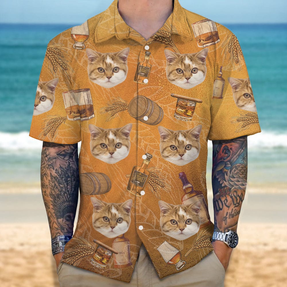 Custom Photo Cat With Whiskey Hawaii Shirt TA29 889369