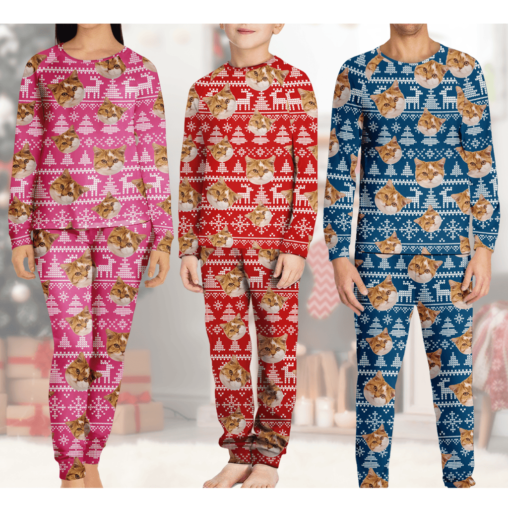 Custom Photo Christmas Matching Cat Sleepwear N304 889856