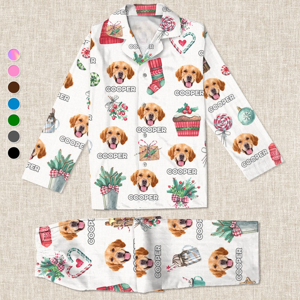 Custom Photo Christmas Pattern Dog Cat Pajamas TA29 890123