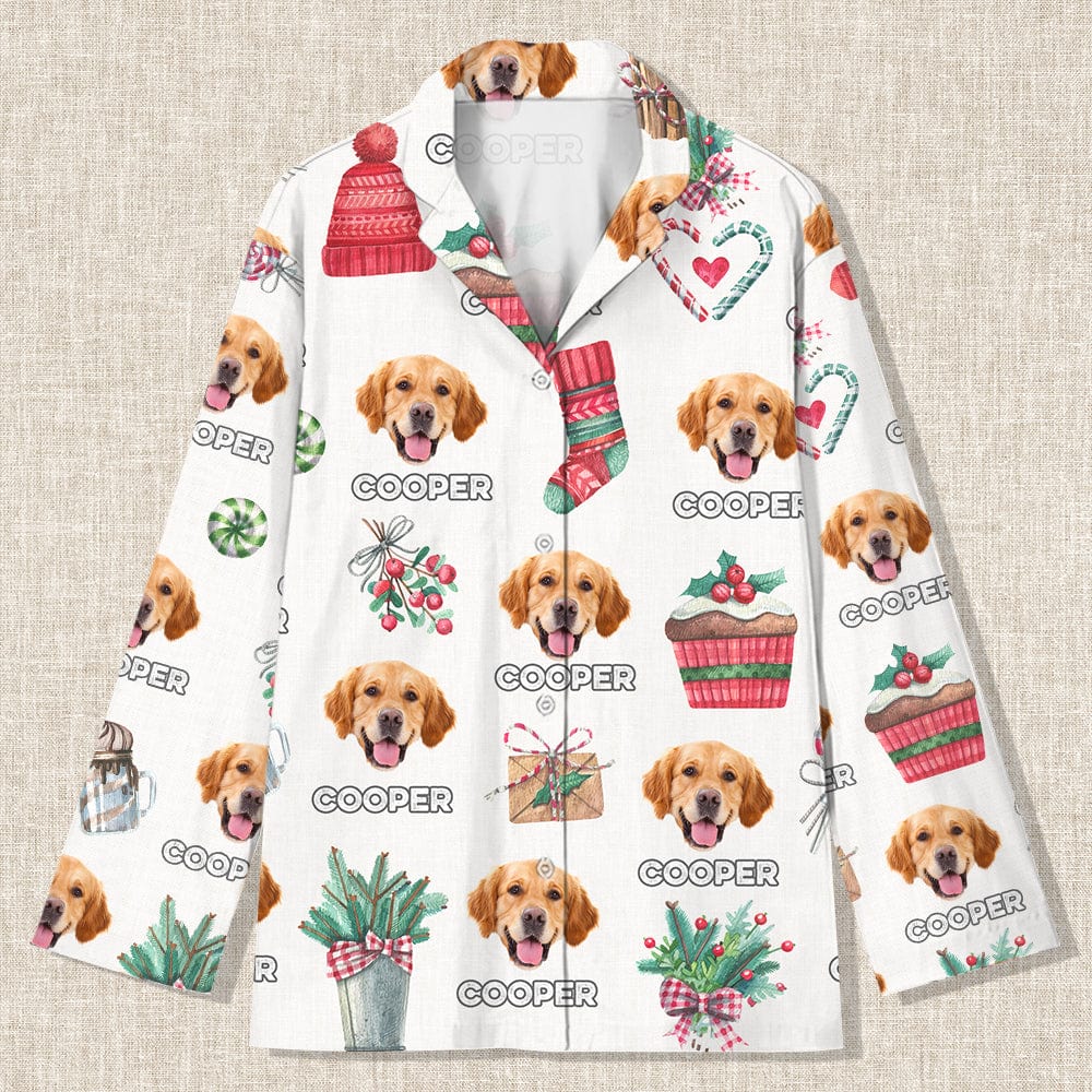 Custom Photo Christmas Pattern Dog Cat Pajamas TA29 890123