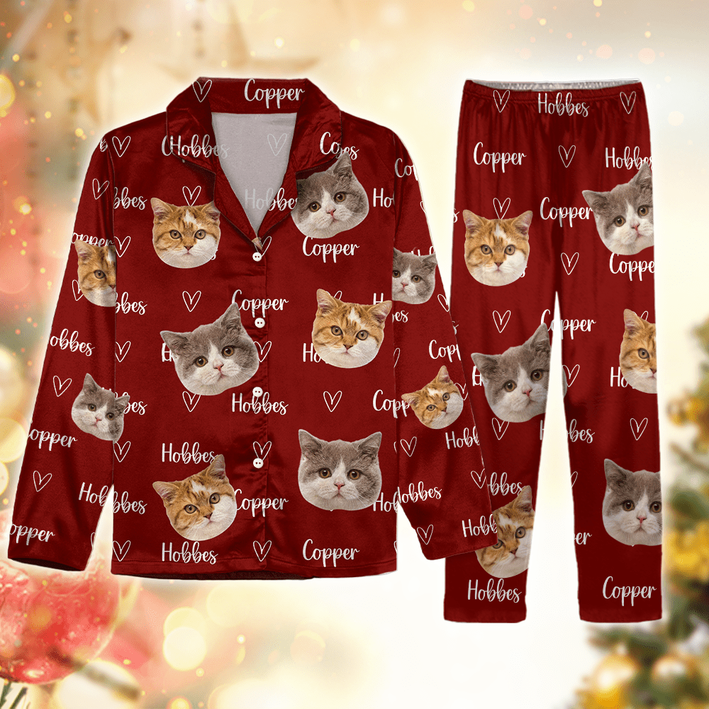 Custom Photo Colorful Lovely Lettering For Cat Lovers Pajamas N304 889946