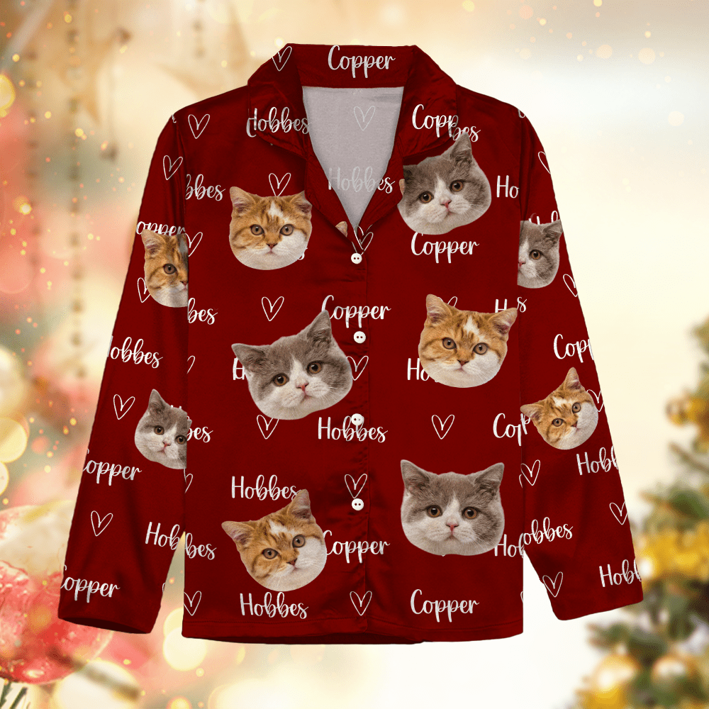 Custom Photo Colorful Lovely Lettering For Cat Lovers Pajamas N304 889946