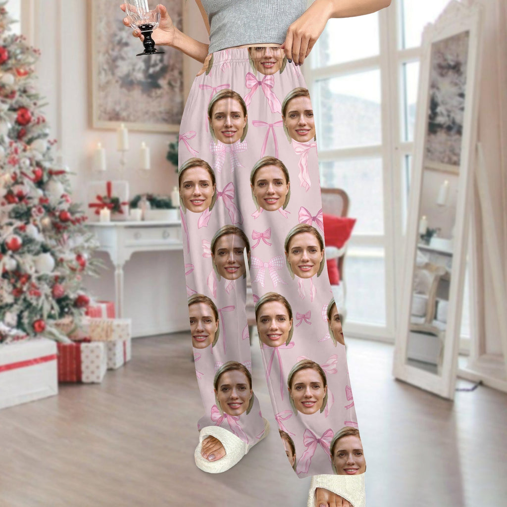 Custom Photo Coquette Bows Christmas Pajamas For Bestie LM32 891987