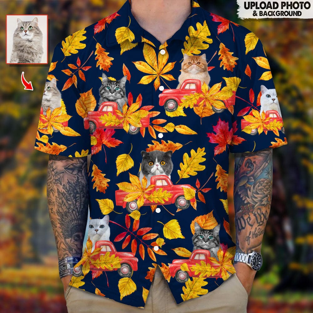 Custom Photo Dog Cat Clipart Autumn Hawaiian Shirt N304 888528