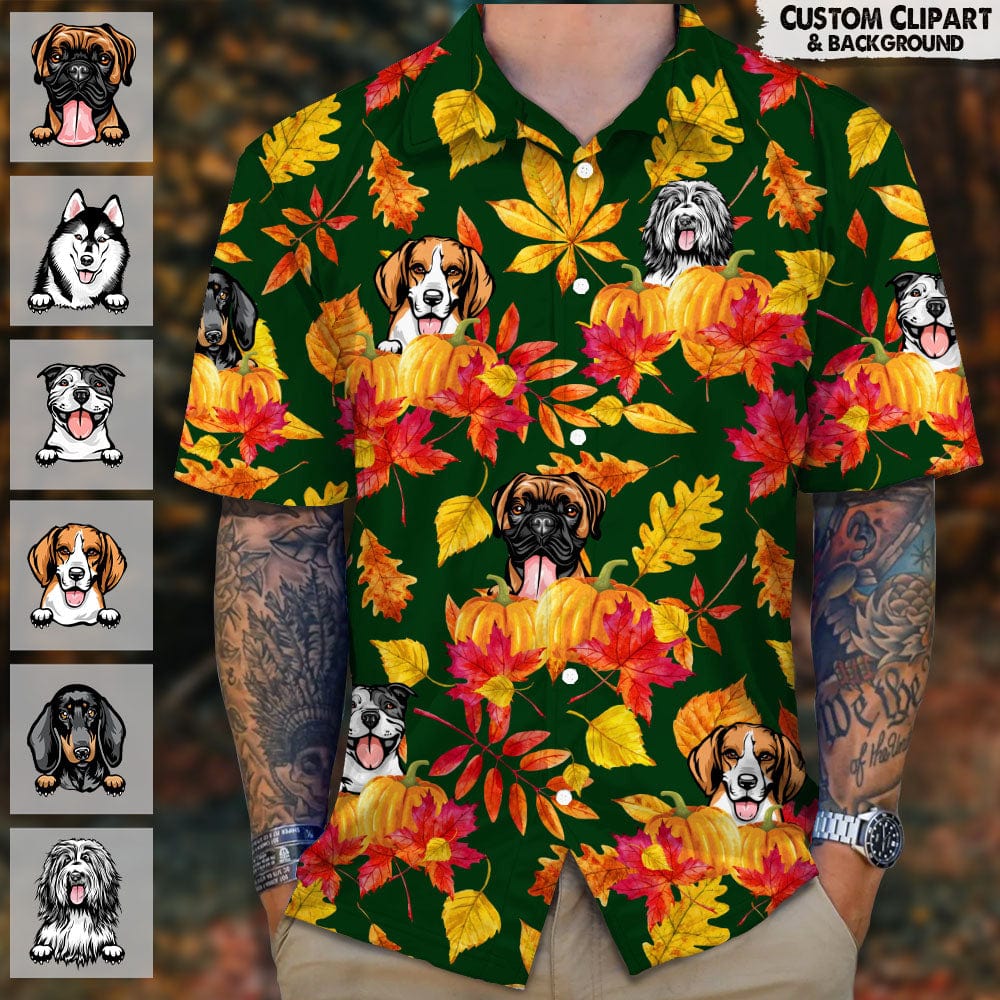 Custom Photo Dog Cat Clipart Autumn Hawaiian Shirt N304 888528