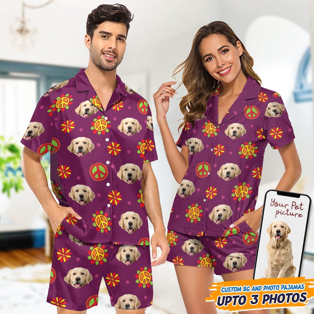 Custom Dog Photo Hippie Short Pajamas T368 888880