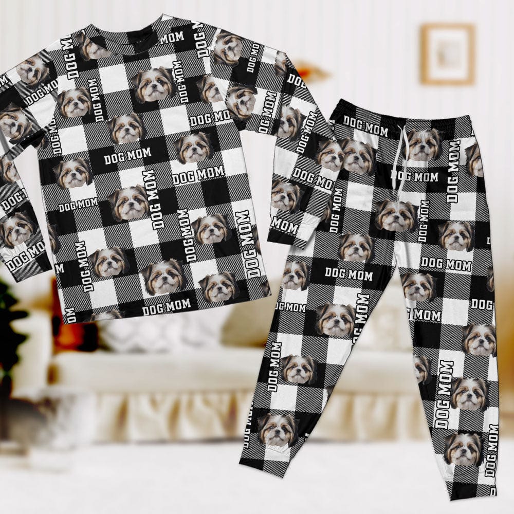 Custom Photo Dog Mom Dog Dad With Buffalo Plaid Pattern Sleepwear N304 889784
